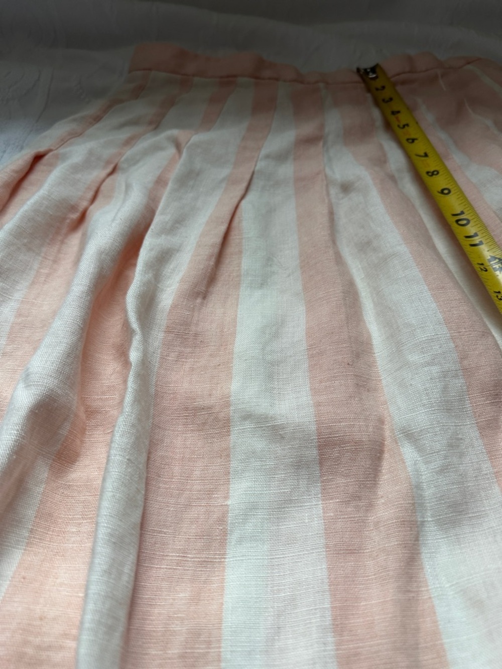 Striped Pink and Cream A-Line Women's Skirt - Picture 5 of 9